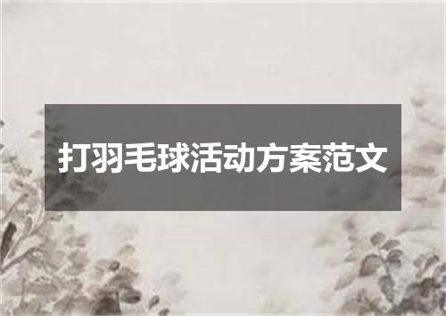 打羽毛球活动方案范文