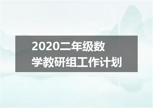 2020二年级数学教研组工作计划