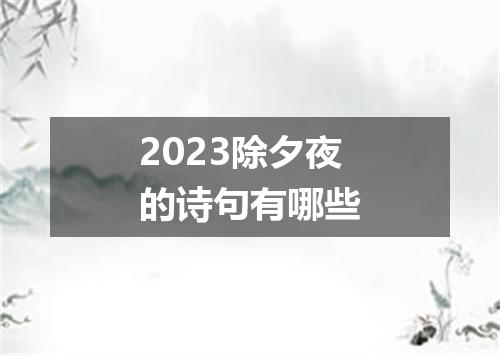 2023除夕夜的诗句有哪些