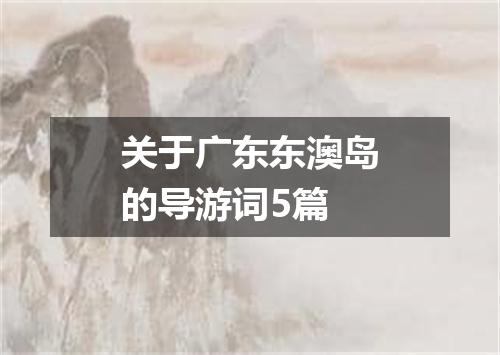 关于广东东澳岛的导游词5篇