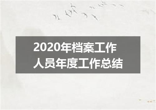 2020年档案工作人员年度工作总结