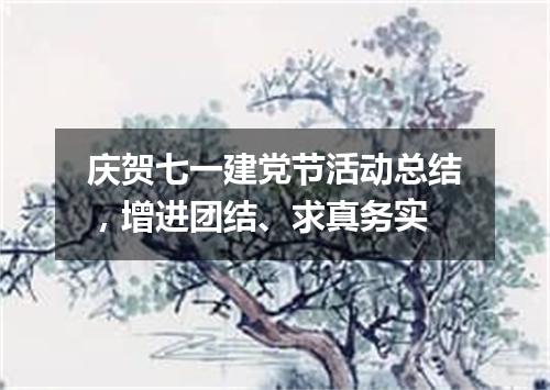 庆贺七一建党节活动总结，增进团结、求真务实