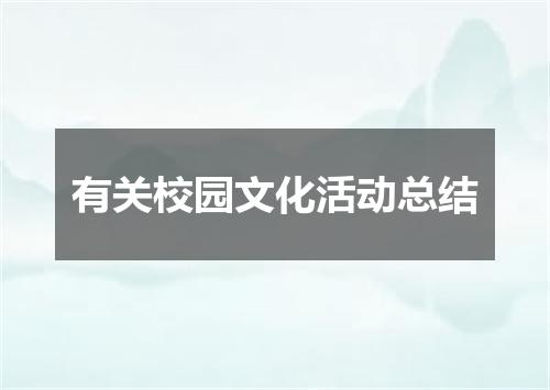 有关校园文化活动总结