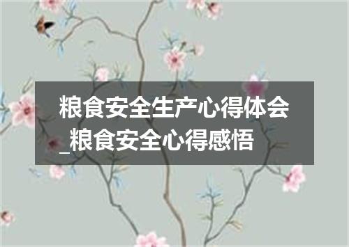 粮食安全生产心得体会_粮食安全心得感悟