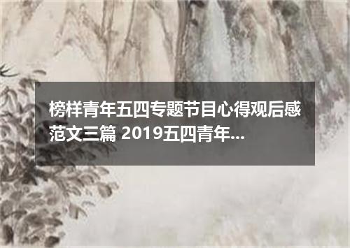 榜样青年五四专题节目心得观后感范文三篇 2019五四青年节学生优秀征文