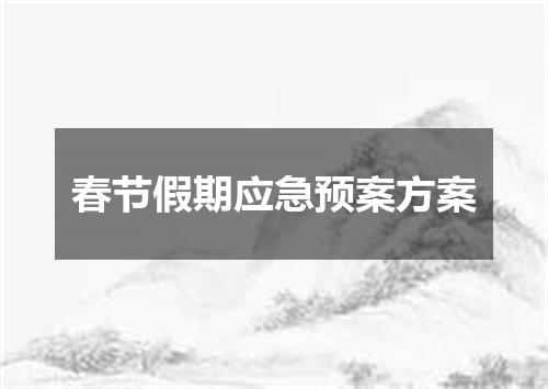 春节假期应急预案方案