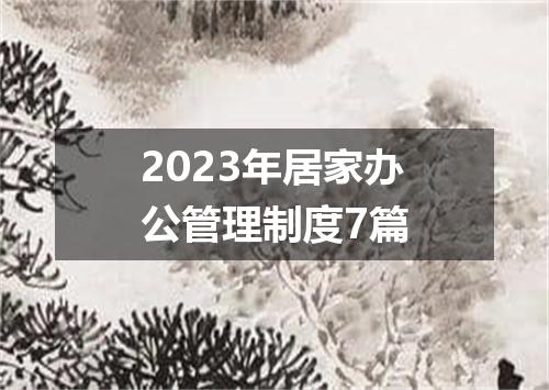 2023年居家办公管理制度7篇