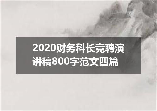 2020财务科长竞聘演讲稿800字范文四篇