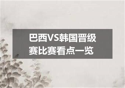 巴西VS韩国晋级赛比赛看点一览