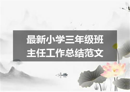 最新小学三年级班主任工作总结范文
