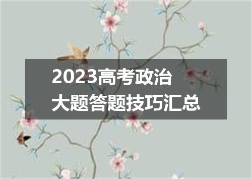 2023高考政治大题答题技巧汇总