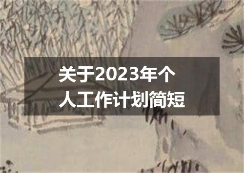 关于2023年个人工作计划简短