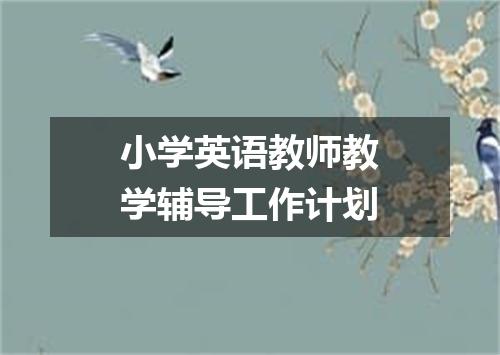 小学英语教师教学辅导工作计划