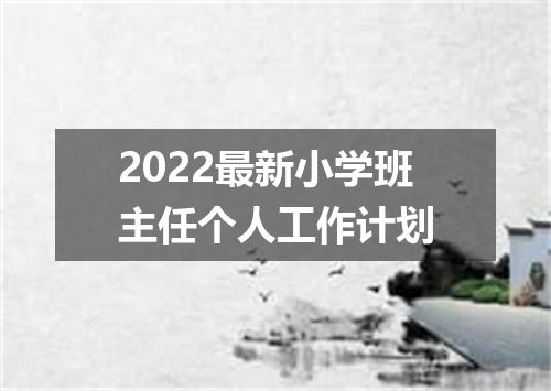 2022最新小学班主任个人工作计划