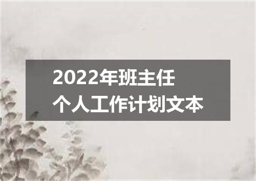 2022年班主任个人工作计划文本