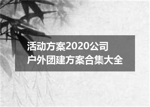 活动方案2020公司户外团建方案合集大全