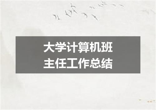 大学计算机班主任工作总结