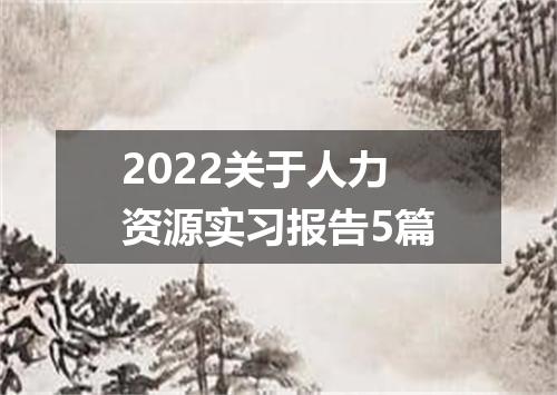 2022关于人力资源实习报告5篇