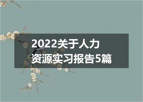 2022关于人力资源实习报告5篇