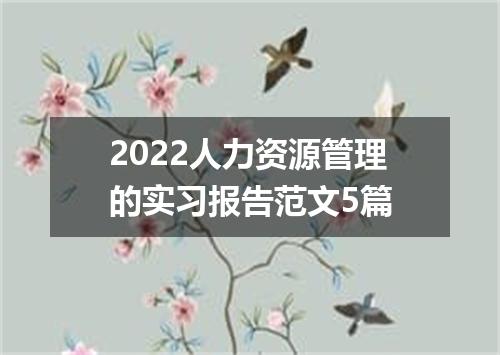 2022人力资源管理的实习报告范文5篇