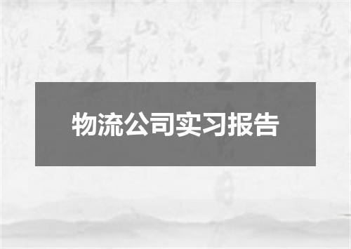 物流公司实习报告