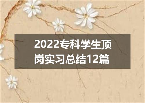 2022专科学生顶岗实习总结12篇