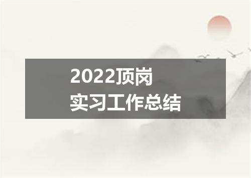 2022顶岗实习工作总结