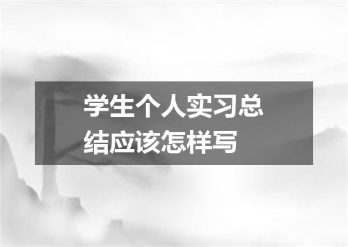 学生个人实习总结应该怎样写