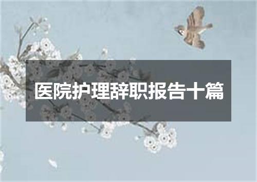 医院护理辞职报告十篇