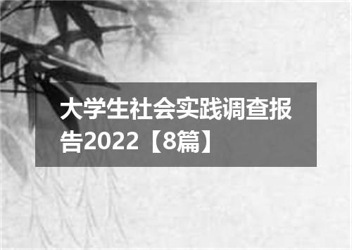 大学生社会实践调查报告2022【8篇】