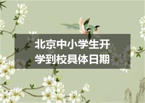 北京中小学生开学到校具体日期