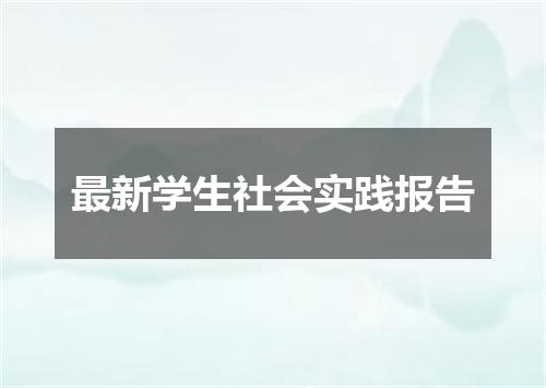 最新学生社会实践报告