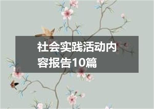 社会实践活动内容报告10篇