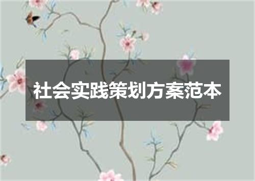 社会实践策划方案范本