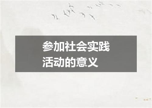 参加社会实践活动的意义