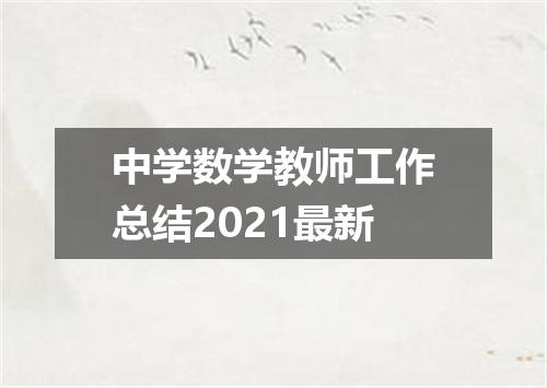 中学数学教师工作总结2021最新