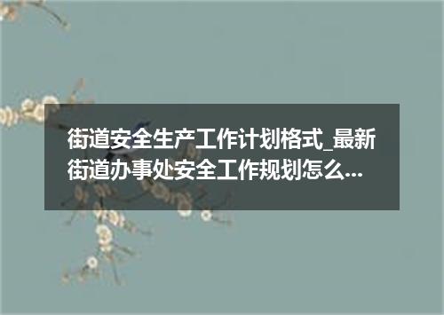 街道安全生产工作计划格式_最新街道办事处安全工作规划怎么写3篇