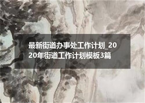 最新街道办事处工作计划_2020年街道工作计划模板3篇