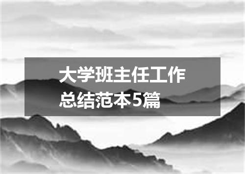 大学班主任工作总结范本5篇