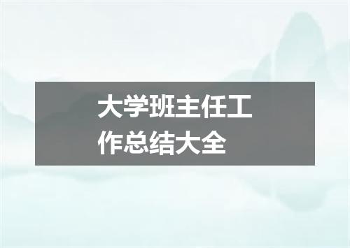 大学班主任工作总结大全
