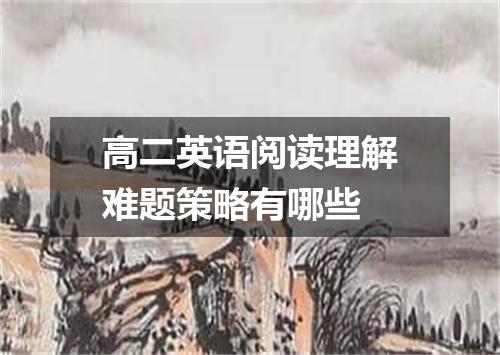 高二英语阅读理解难题策略有哪些