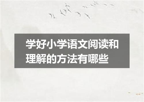 学好小学语文阅读和理解的方法有哪些