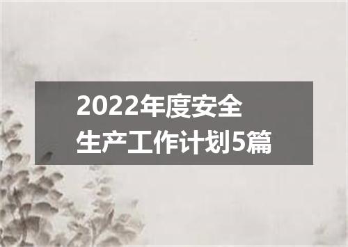 2022年度安全生产工作计划5篇