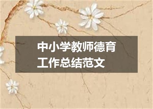 中小学教师德育工作总结范文