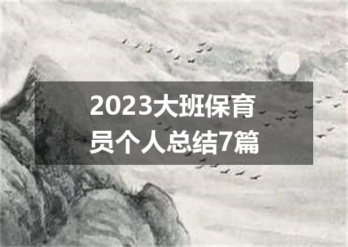 2023大班保育员个人总结7篇