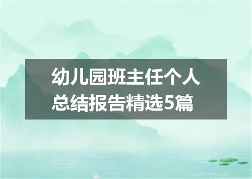 幼儿园班主任个人总结报告精选5篇