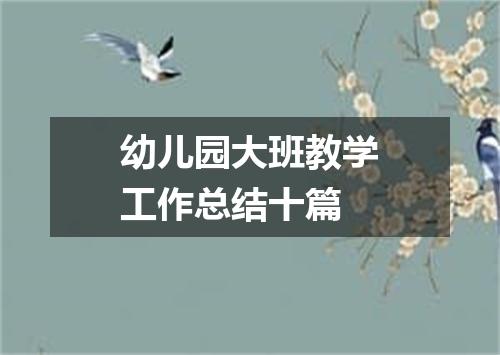 幼儿园大班教学工作总结十篇