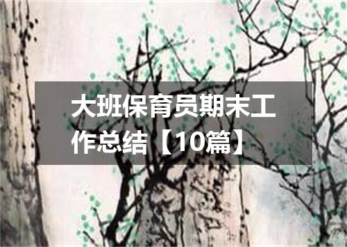 大班保育员期末工作总结【10篇】