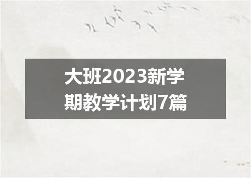 大班2023新学期教学计划7篇
