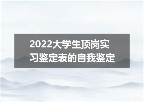 2022大学生顶岗实习鉴定表的自我鉴定